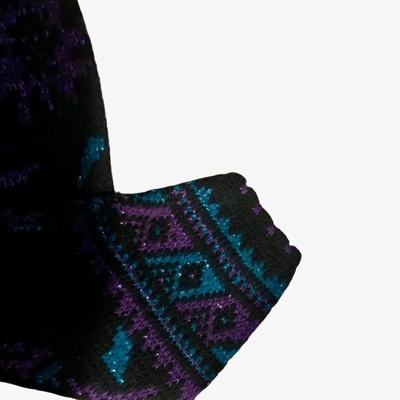 Dana Scott Vintage Black & Purple Sparkle Chunky Knit Sweater Size Medium - Picture 4 of 8